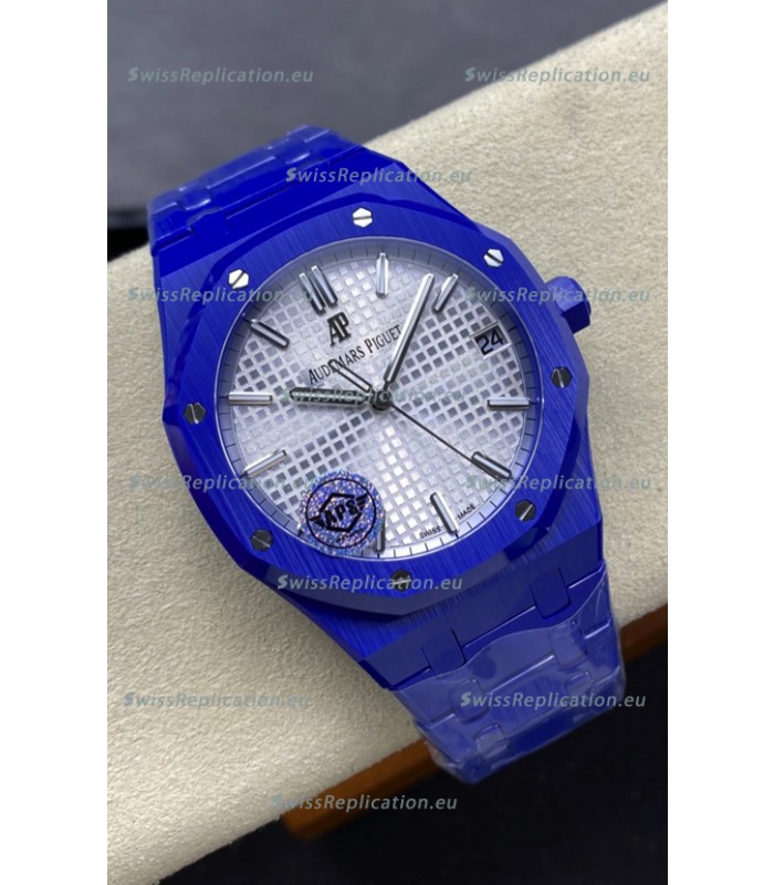 Audemars Piguet Royal Oak 15500 Blue Ceramic Casing Super Clone Replica Watch Steel Dial