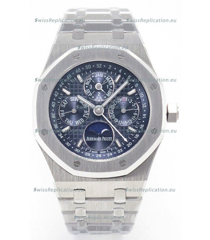 Audemars Piguet Royal Oak Perpetual Calendar Super Clone 904L Steel in Steel Blue Dial