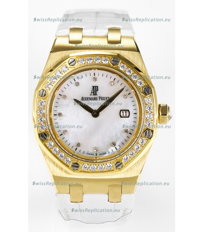 Audemars Piguet Royal Oak 33MM Rose Gold Quartz Rose Gold Pearl Dial Swiss Replica Watch
