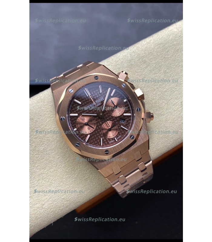 Audemars Piguet Royal Oak Super Clone - Rose Gold Casing Brown Dial in 41MM
