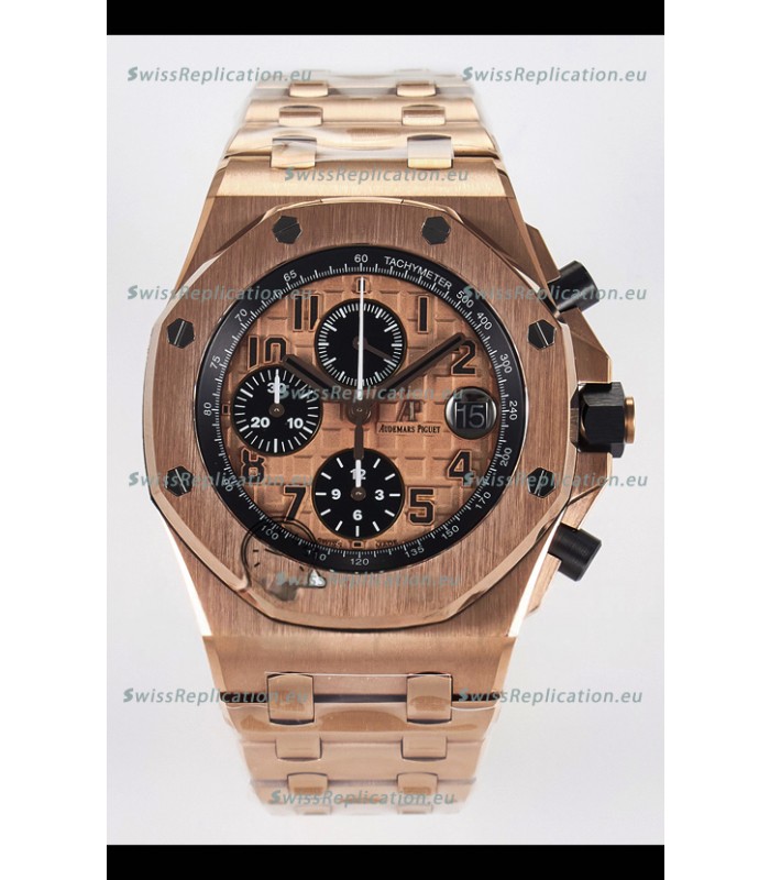 Audemars Piguet Royal Oak Offshore Rose Gold BRICK Dial 1:1 Super Clone Replica Watch - 904L Steel