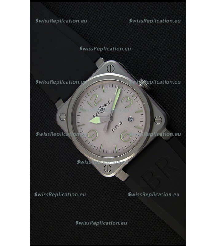 Bell & Ross BR03-92 Horolum Grey Dial Rubber Strap Swiss Replica Watch 1:1 Mirror Replica