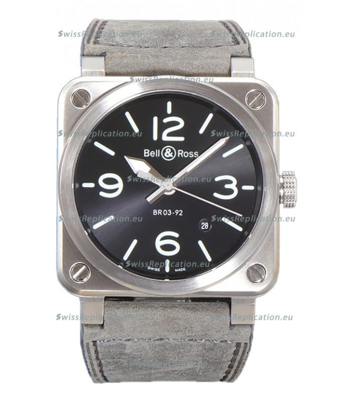 Bell and Ross BR03-92 Grey Dial 904L Steel Swiss Replica Watch 