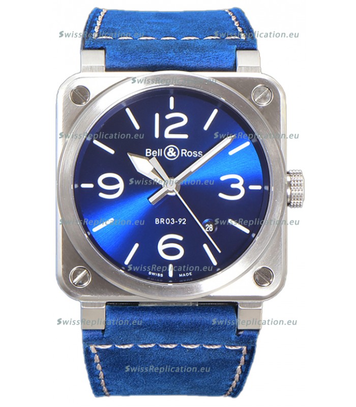 Bell and Ross BR03-A Blue Dial 904L Steel Swiss Replica Watch 