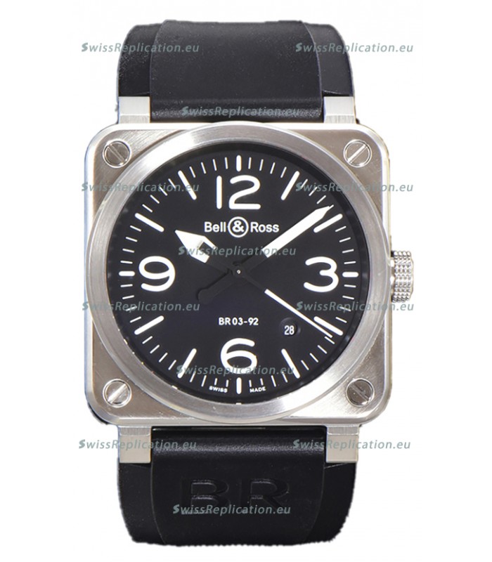 Bell and Ross BR03-92 Black Dial 904L Steel Swiss Replica Watch 