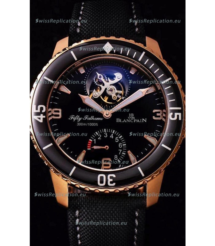 Blancpain Fifty Fathoms Tourbillon 8 Jours 1:1 Mirror Swiss Replica Watch in Rose Gold Casing