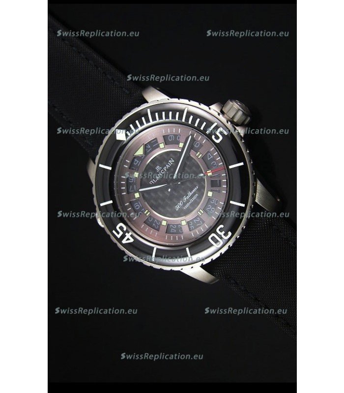 Blancpain 500 Fathoms Swiss Replica Watch in Grey Carbon Dial - 1:1 Mirror Edition