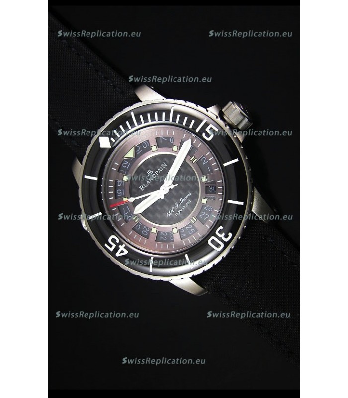 Blancpain 500 Fathoms Swiss Replica Watch in Grey Carbon Dial - 1:1 Mirror Edition