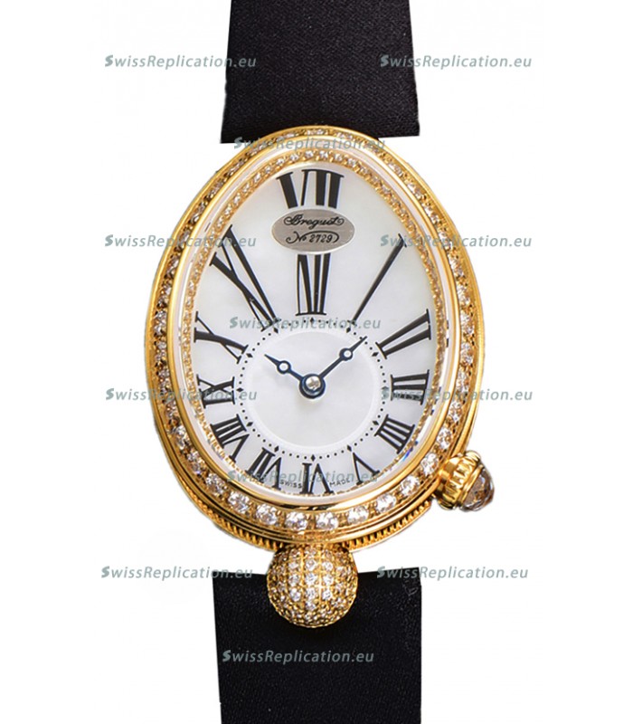 Breguet Reine De Naples Ladies Yellow Gold Black Fabric Swiss 1:1 Edition Replica Watch