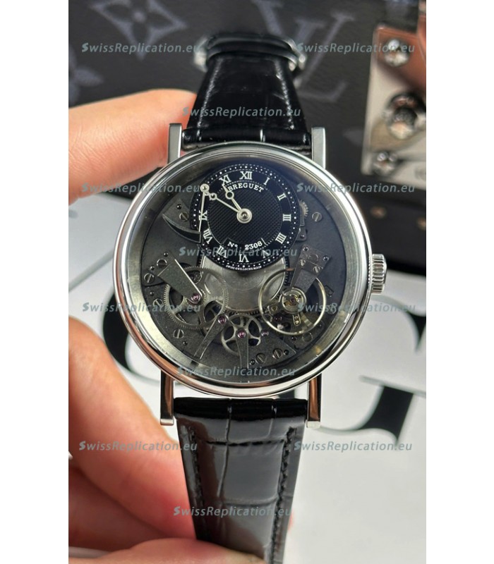 Breguet Tradition 7057BR/R9/9W6 Steel Casing Single Tourbillon Swiss Replica Black Strap Watch