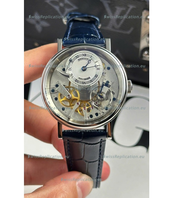 Breguet Tradition 7057BR/R9/9W6 Steel Casing Single Tourbillon Swiss Replica Blue Strap Watch