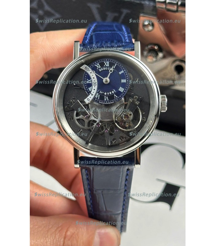 Breguet Tradition 7057BR/R9/9W6 Steel Casing Single Tourbillon Swiss Replica Blue Strap Watch
