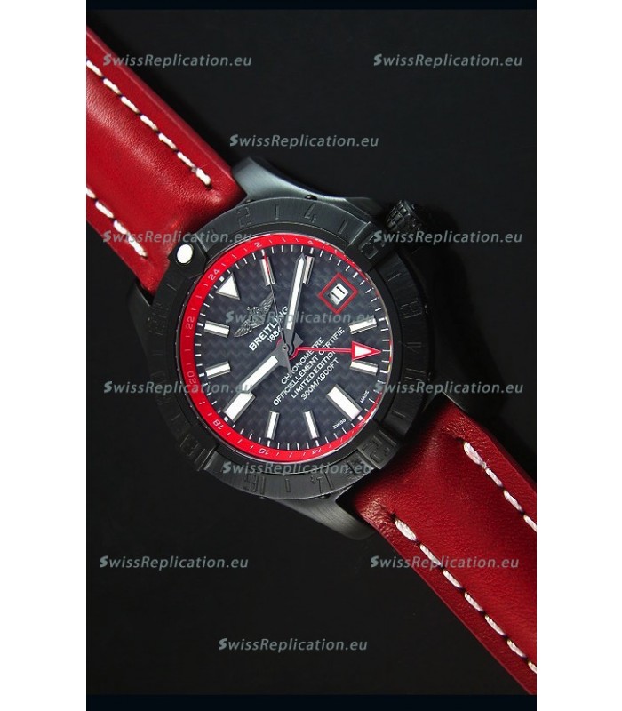 Breitling Chronometre GMT Carbon Dial Swiss Replica Watch in PVD Casing