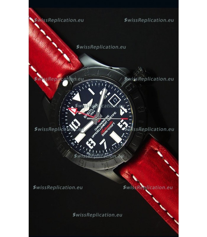 Breitling Chronometre GMT Black Dial Swiss Replica Watch in PVD Casing