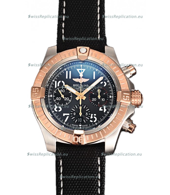 Breitling Avenger Chronograph 45 Two Tone Black Dial 1:1 Mirror Swiss Replica Watch 