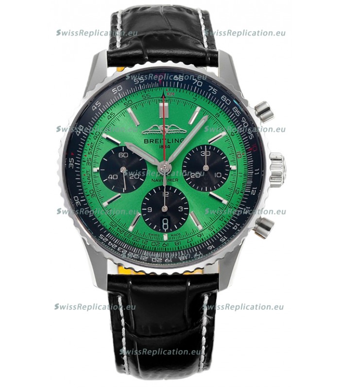 Breitling Navitimer B01 Chronograph 43 Green Dial - 904L Steel Casing 1:1 Mirror Swiss Replica