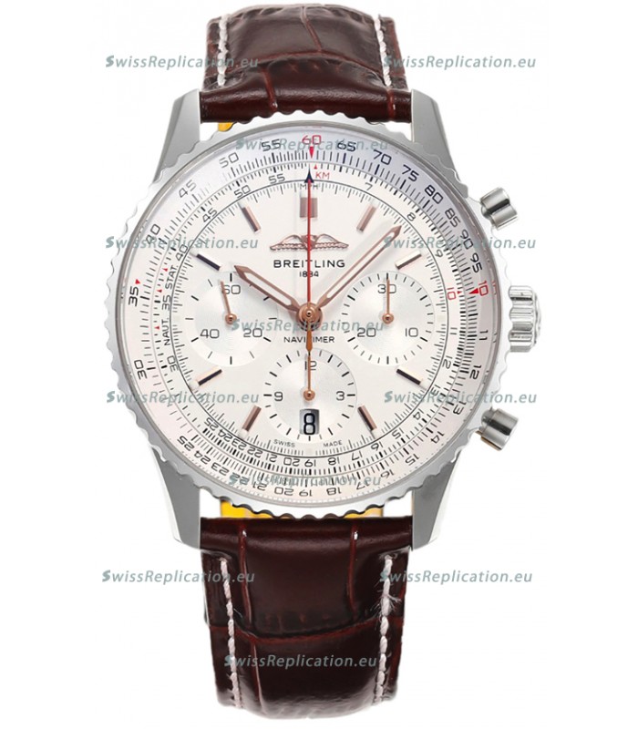 Breitling Navitimer B01 Chronograph 43 White Dial - 904L Steel Casing 1:1 Mirror Swiss Replica