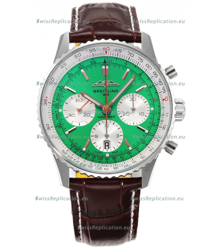 Breitling Navitimer B01 Chronograph 43 Green Dial - 904L Steel Casing 1:1 Mirror Swiss Replica