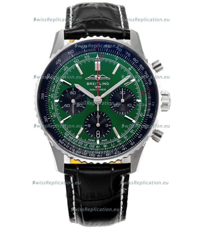 Breitling Navitimer B01 Chronograph 43 Green Dial - 904L Steel Casing 1:1 Mirror Swiss Replica