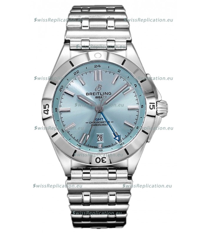 Breitling Chronomat Automatic GMT 40 Light Blue Dial 1:1 Mirror Swiss Replica Watch 