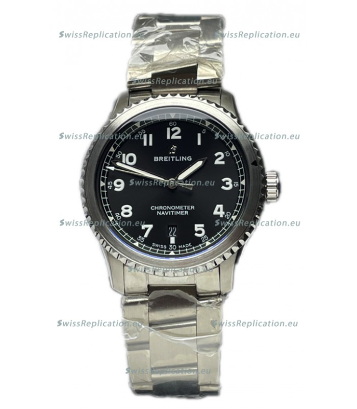 Breitling Navitimer Aviator 8 Automatic 41 Black Dial Steel Strap 1:1 Mirror Swiss Replica Watch 
