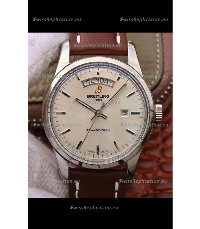 Breitling Transocean Day & Date Swiss Replica Watch in White Dial 1:1 Mirror Edition