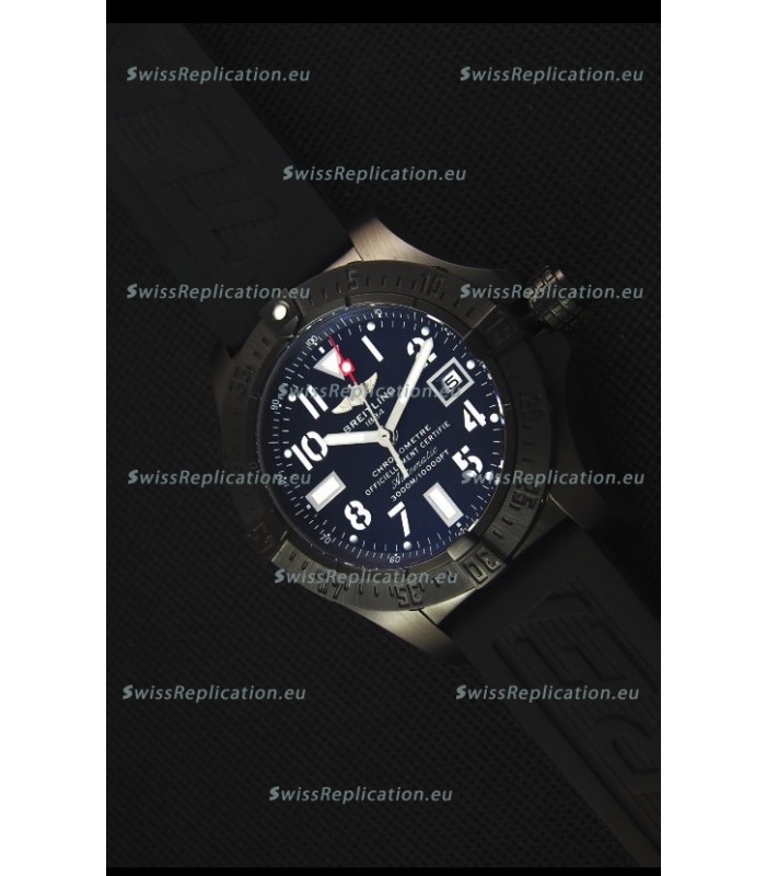 Breitling Avenger Blacksteel DLC Coated Swiss Replica Watch in Black Dial
