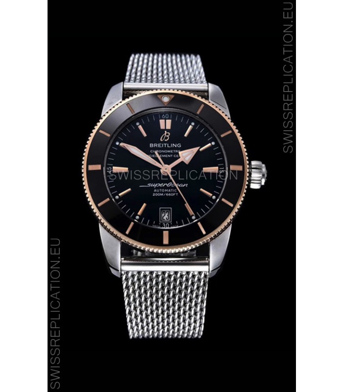 Breitling SuperOcean Heritage II 44MM Black Dial Two Tone 904L Steel 1:1 Mirror Replica