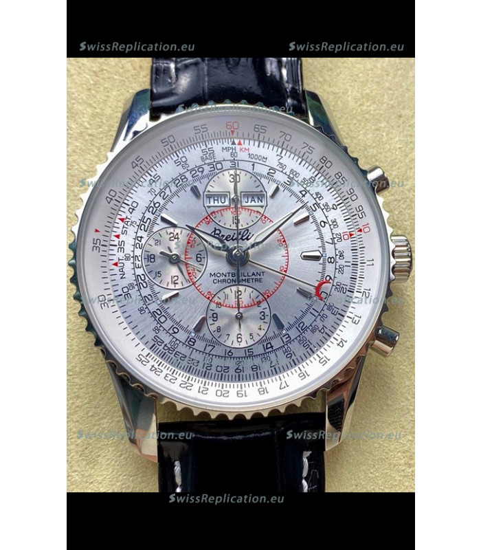Breitling Montbrilliant Superclone Replica Watch in White Dial - 904L Steel Case