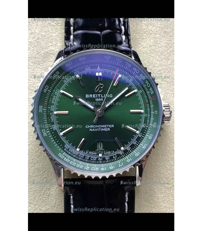 Breitling Navitimer 1 Automatic Swiss Replica Watch in Green Dial - Leather Strap
