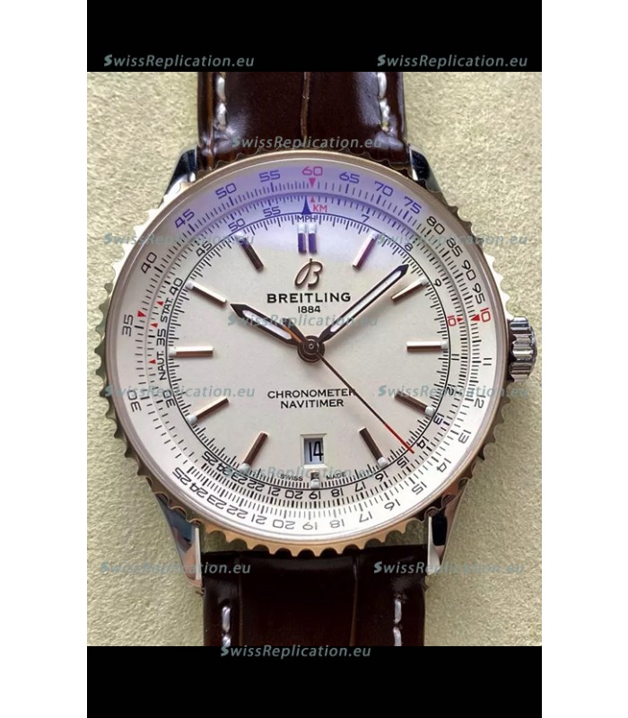 Breitling Navitimer 1 Automatic Swiss Replica Watch in White Dial Rose Gold Bezel