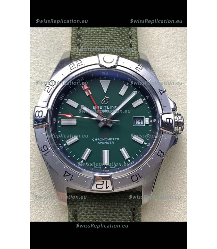 Breitling Avenger GMT Automatic 44 Swiss 1:1 Super Clone Replica Watch - Green Dial 