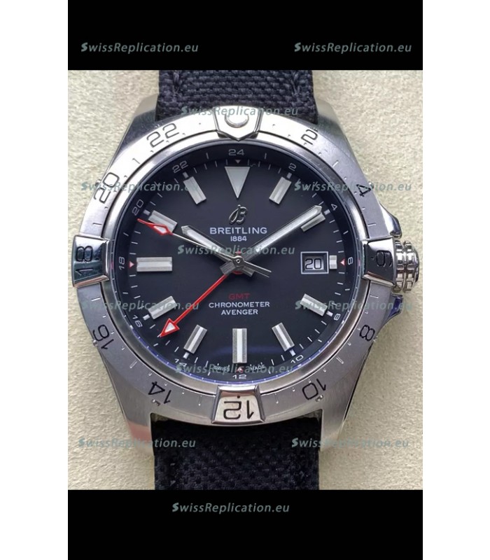 Breitling Avenger GMT Automatic 44 Swiss 1:1 Super Clone Replica Watch - Black Dial 