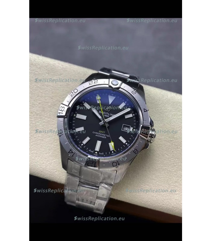 Breitling Avenger GMT Automatic 44 Swiss 1:1 Super Clone Replica Watch - Black Dial 