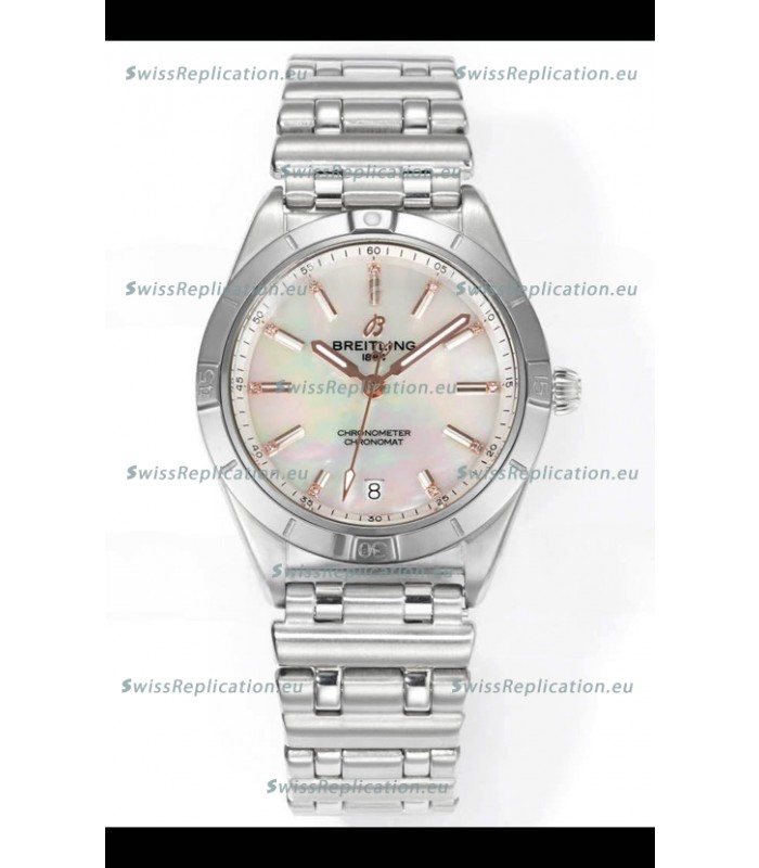 Breitling Chronomat 36MM Stainless Steel Casing 1:1 Mirror Replica Watch Pearl Dial