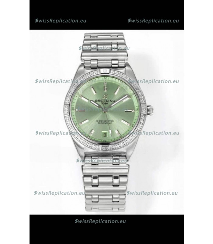 Breitling Chronomat 36MM Stainless Steel Casing 1:1 Mirror Replica Watch Green Dial