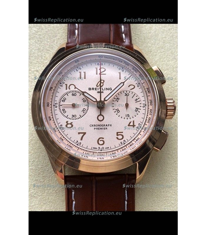 Breitling Premier B01 Chronograph 42 Edition Rose Gold White Dial - 1:1 Mirror Replica Watch