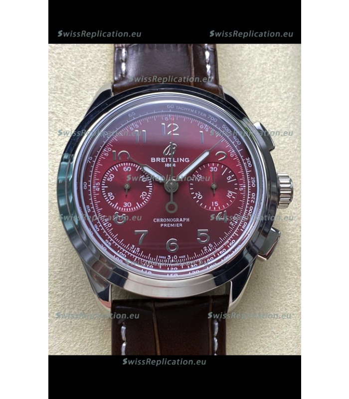 Breitling Premier B01 Chronograph 42 Edition Steel Casing Maroon Dial - 1:1 Mirror Replica Watch