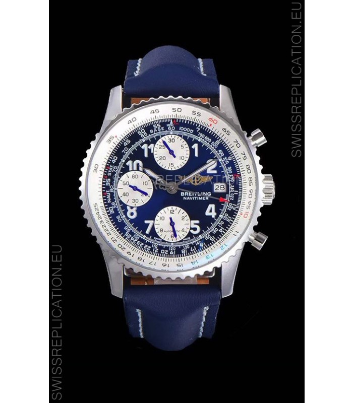 Breitling Navitimer Chronograph 41MM Swiss Replica Watch Blue Dial in 904L Steel Casing