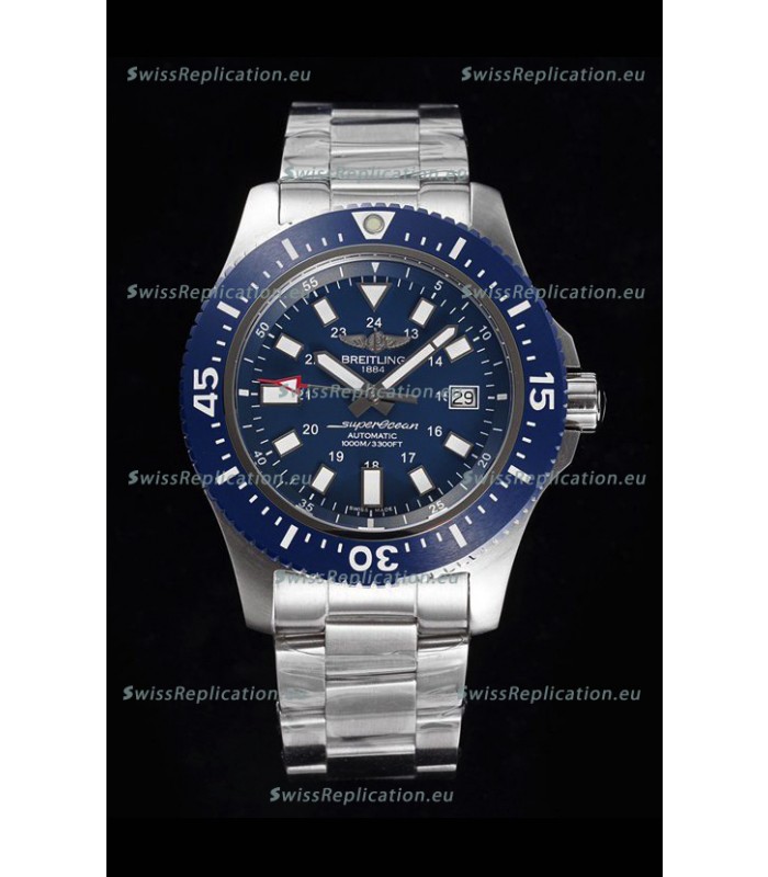Breitling SuperOcean II 44mm 904L Steel Case 1:1 Mirror Replica Watch in Blue Dial 