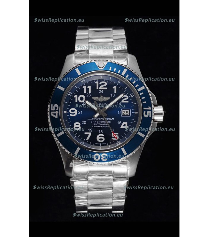 Breitling SuperOcean II 44mm 904L Steel Case 1:1 Mirror Replica Watch in Blue Dial 