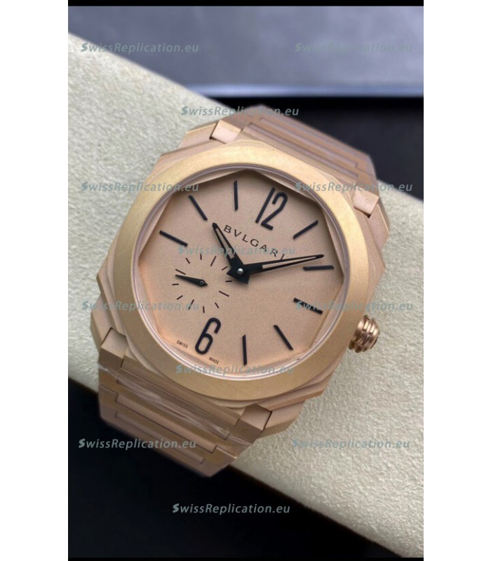 Bvlgari Octo Finissmo Edition 1:1 Mirror Replica Sandblasted Rose Gold Casing