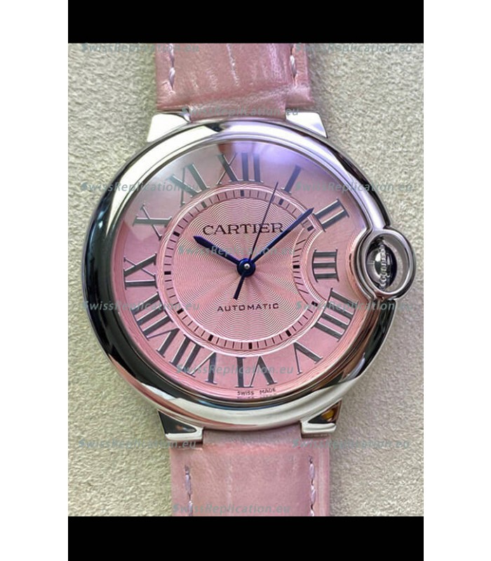 Ballon De Cartier Swiss Automatic 1:1 Mirror Quality 36MM in Stainless Steel Pink Dial