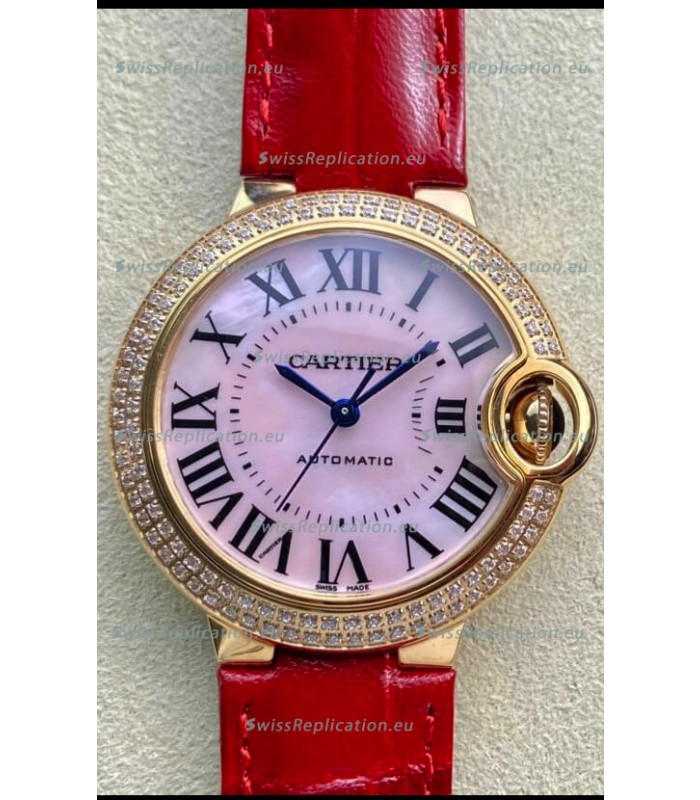 Ballon De Cartier Swiss Automatic 1:1 Mirror Quality 33MM in Rose Gold Pink Pearl Dial