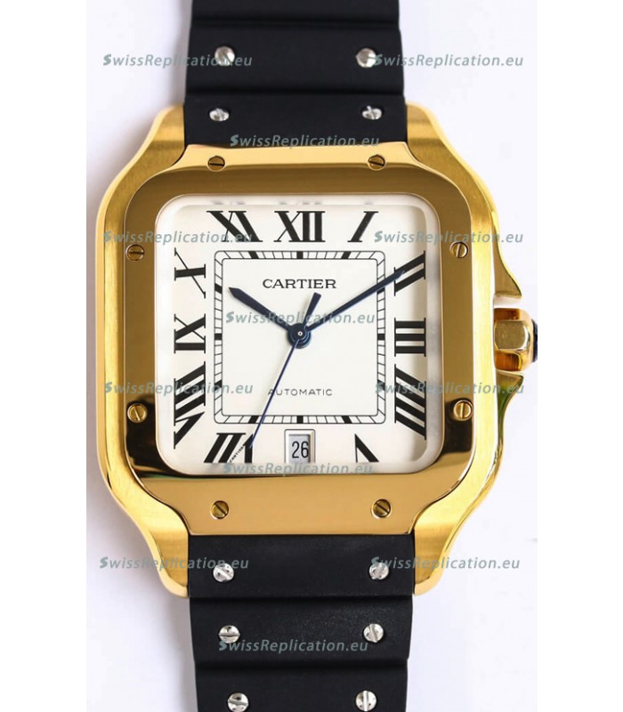Santos De Cartier Yellow Gold Casing 1:1 Mirror Swiss Replica Watch 40MM