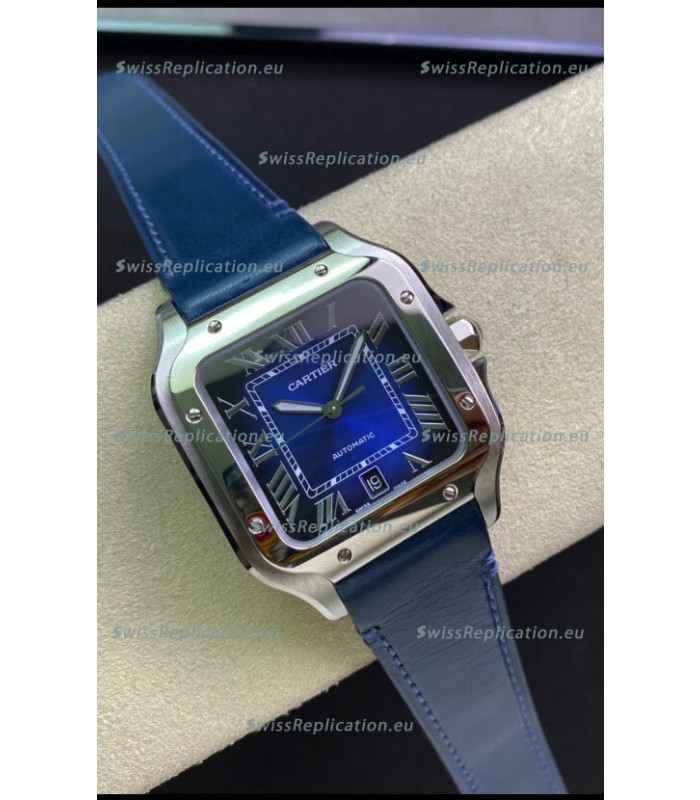 Santos De Cartier Stainless Steel Casing 1:1 Mirror Swiss Replica Watch Blue Dial 40MM