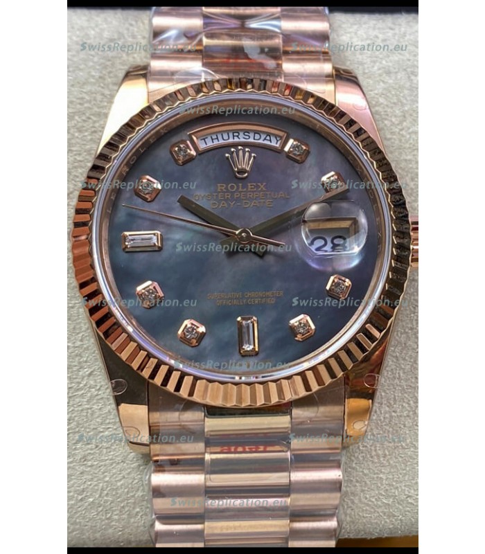Rolex Day Date 36MM 118235 Rose Gold in Pearl Dial 1:1 Mirror Replica Watch
