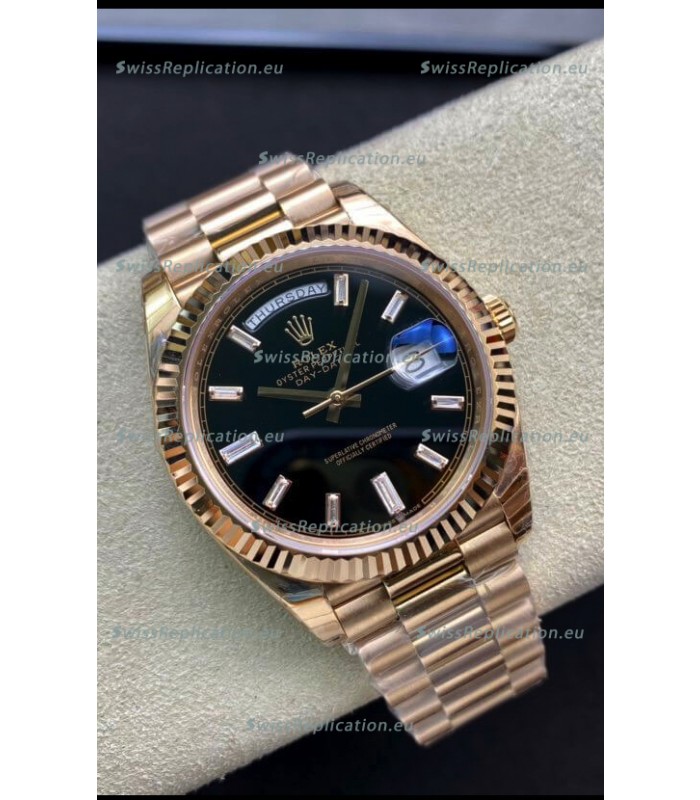 Rolex Day Date 40MM 228238a 1:1 Rose Gold in Black Dial 1:1 Mirror Replica Watch