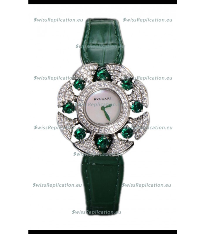 Bvlgari Divas's Dream Edition Watch in Steel Casing - Diamonds Paved Bezel Swiss Replica