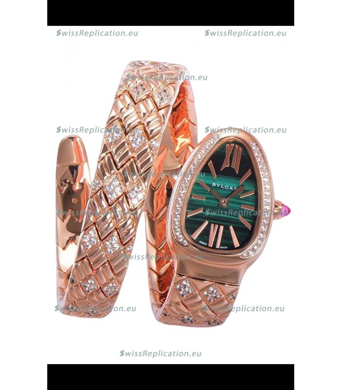 Bvlgari Serpenti Edition Rose Gold Casing Green Dial Watch in 1:1 Mirror Quality
